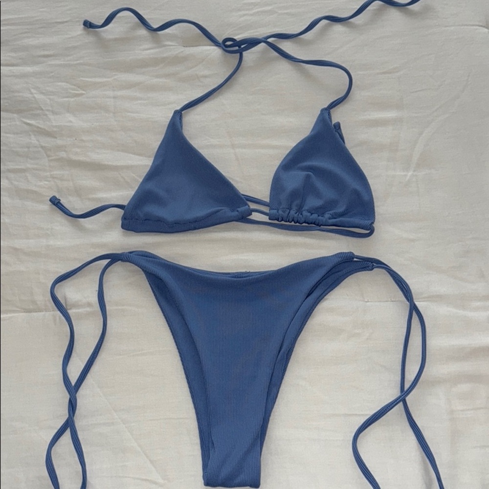 Blue Ribbed bikini